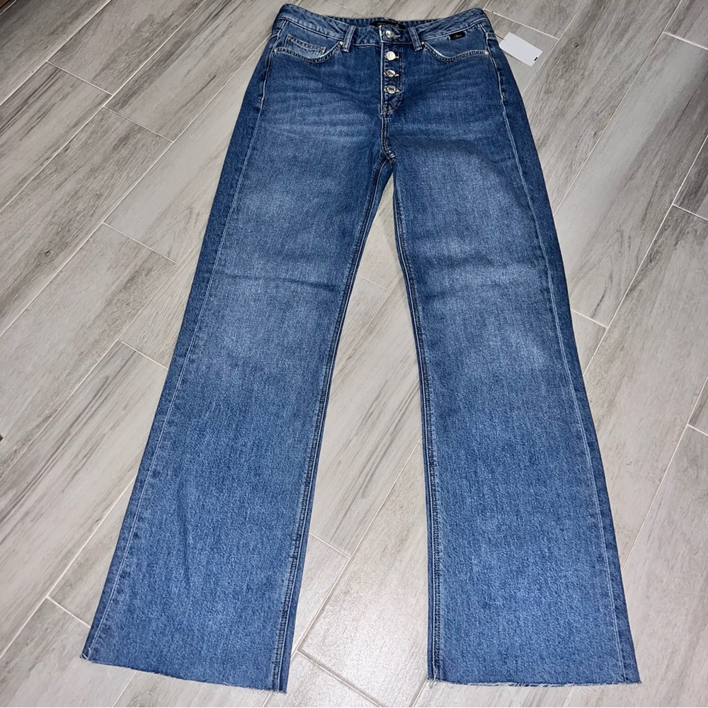 Mavi Jeans Cotton High Rise Wide Leg Button Fly Closure Jeans, Women’s Size 27